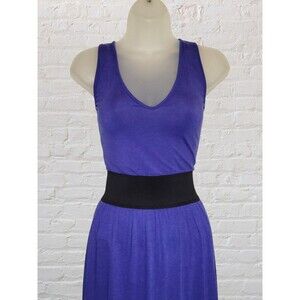 NWT Heather by Bordeaux Keyhole Maxi Dress Womens SM Purple Black Stretch Moto